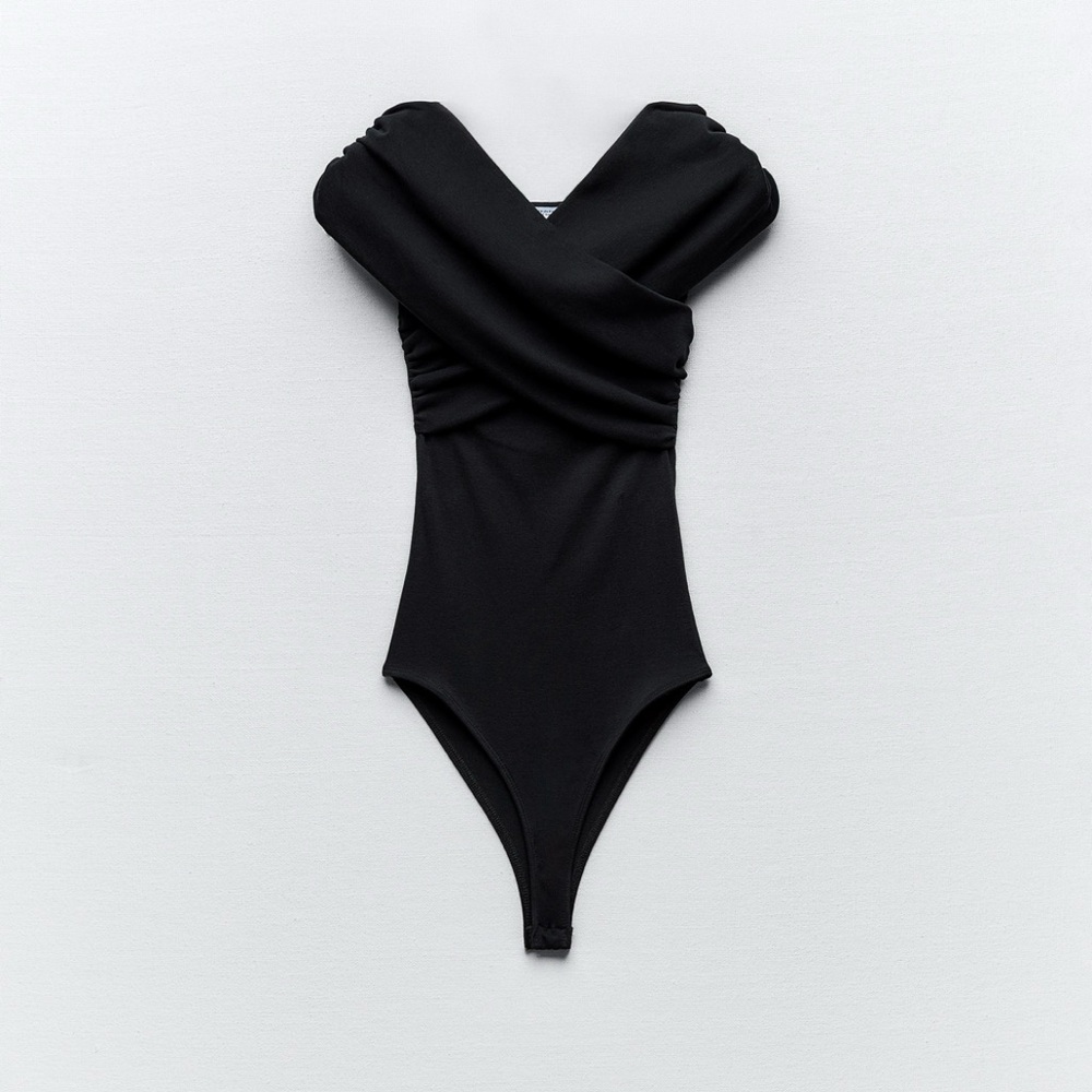 Zara - Wrap Bodysuit in Black (size M)